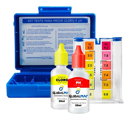 Kit Estojo De Teste Para Piscina Medir Cloro E Ph  Completo