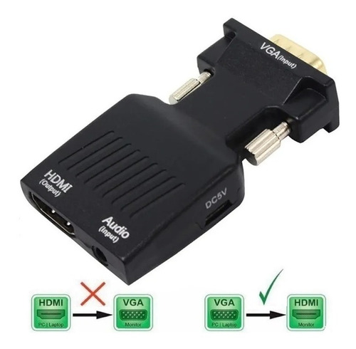 Conversor Adaptador Entrada Vga Macho X Saída Hdmi Fêmea