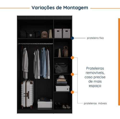 Guarda Roupa Modulado De Canto Com Espelho 6 Portas 3 Wt