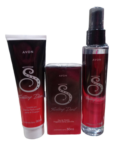 Set De 3 Colonia Crema Y Bodi  Fantasy Devil Avon