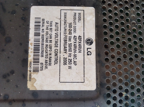 Imagen 4 de 6 de Tv LG Plasma 42pulgadas Pantalla Rota Todo Lo Demás Funciona