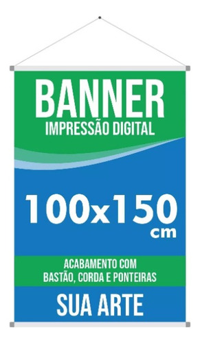 Banner Personalizado 100x150cm Lona Impressa Bastão Completo