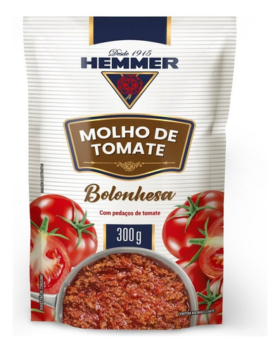 Molho De Tomate Hemmer Bolonhesa SachĂȘ 300g Embalagem Com 24