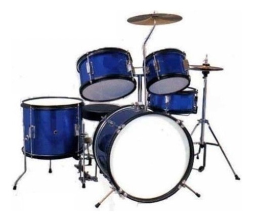 Extreme Exbt026 Bateria Junior Azul 5 Piezas Aro Negro Drums