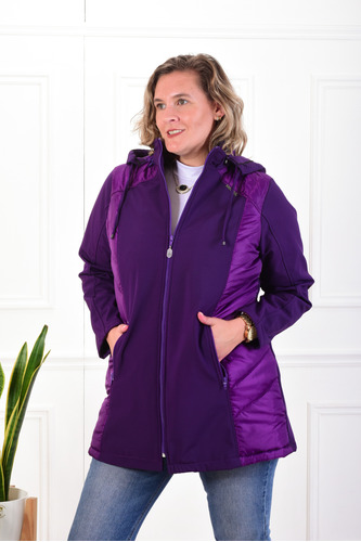 Campera Mujer Neoprene Impermeable Tapado Sacon 