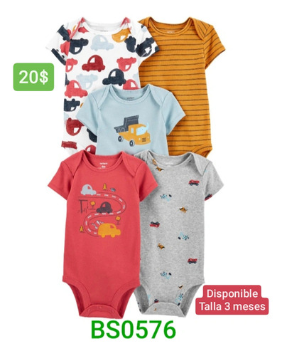 Set De 5 Bodys Para Bebe Talla 3 Meses Bs0576