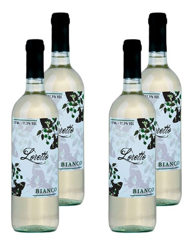 Kit 4 Vinhos Loretto Vino Bianco Branco Itália 750ml