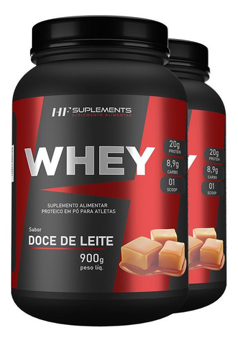 2x Whey Protein De Doce De Leite 900g Hf Suplements