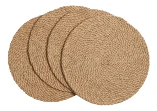 Promo 4 Individuales Redondos Seamix Cotton Rope Lcm Color Marrón claro