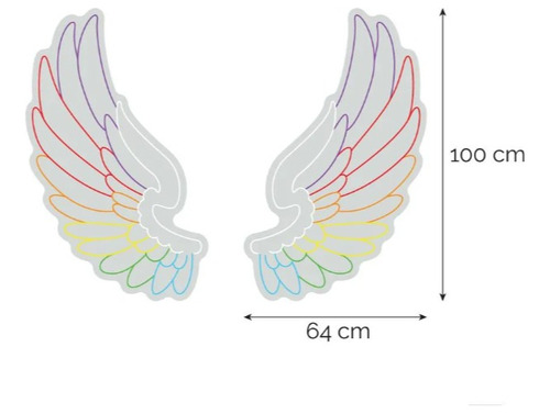 Letrero Led Neon Alas Angel Hada Colorido 100*64cm Luminoso