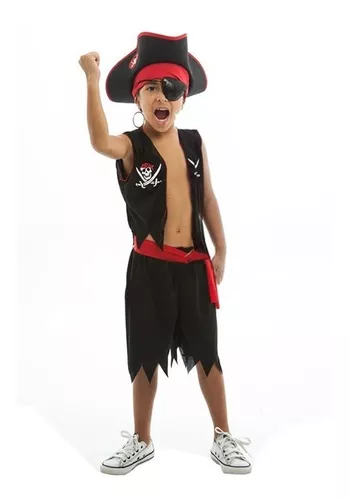 Fantasia De Pirata Infantil,caribe,jack Sparrow, Kit 6 Peças