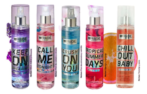 5 Lociones Corporales Refrescantes Fraiche De 250 Ml