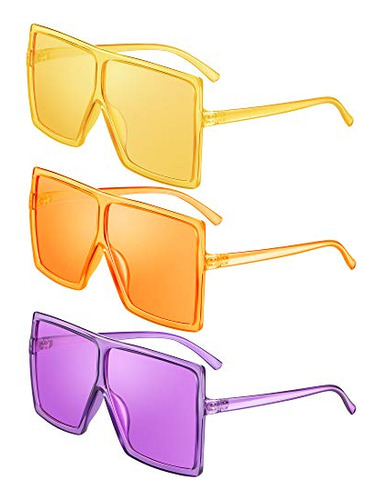 3 Piece Gafas De Sol De Gran Tamaño Plano Top Moda Xzz8k