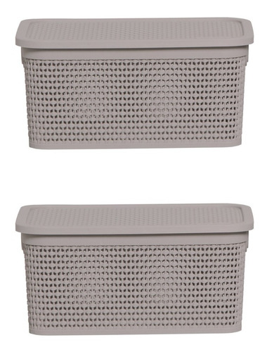 Imagen 2 de 7 de Pack 2 Cajas Organizadoras Medianas Chicas Símil Rattan 4 Lt