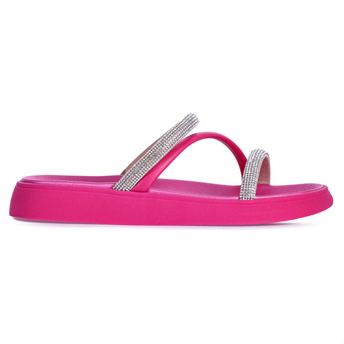 Sandália Chinelo Moleca Rosa Barbie Napa Com Strass