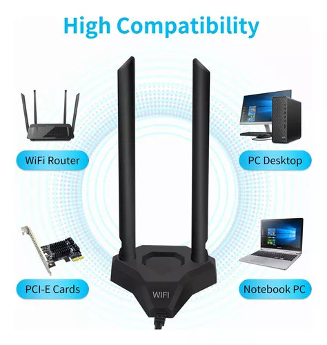 Antena WiFi de doble banda 2.4 GHz 5 GHz 5.8 GHz RP-SMA macho WiFi antena  con base magnética para computadora de escritorio PCI Tarjeta de red WiFi