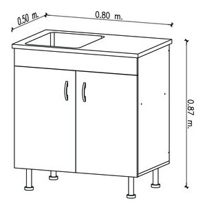 Imagen 3 de 6 de Bajo Mesada Cocina 80 Cm Incluye Bacha Acero Sifon