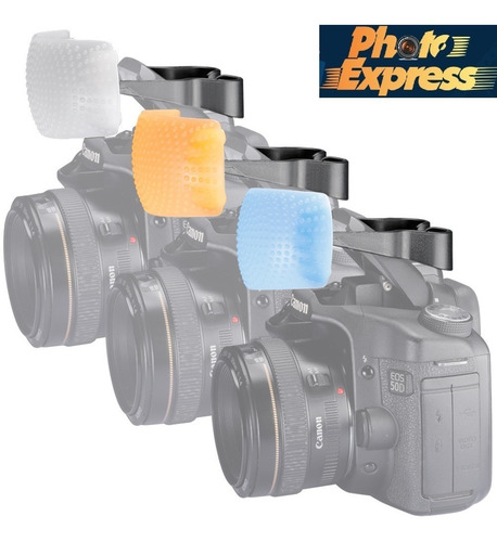 Kit Difusor Flash Pop-up Universal 3 Cores Canon Nikon Fuji