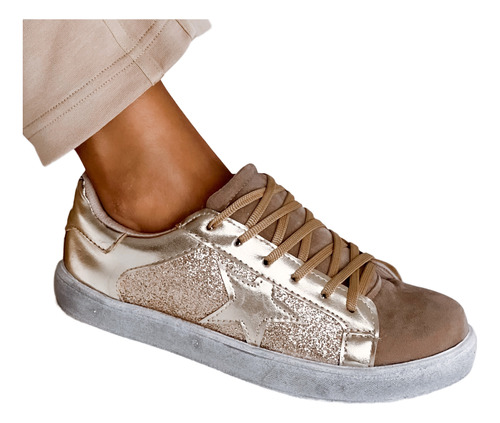 Zapatillas Mujer Urbanas Glitter Suela Goma Star Moda Morena