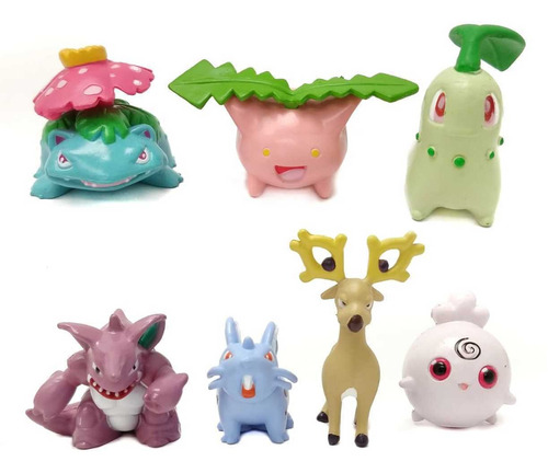 Pokémon Chikorita Colección X 7 Figuras En Bolsa