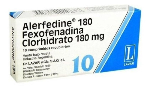 Alerfedine 180 Mg 10 Comprimidos