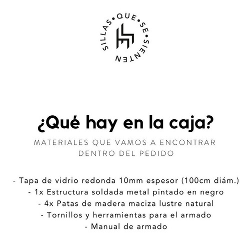 Mesa De Comedor Redonda De Vidrio Pata Madera - Eames 100cm