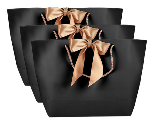 10 Bolsas De Regalo De Papel Negro Para Recuerdos, Ropa, Maq