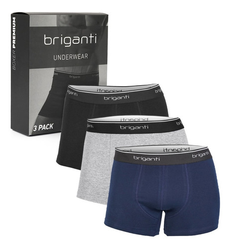 Imagen 9 de 10 de Boxer Hombre Algodón Briganti Pack X3 Calzoncillo Hxim09530