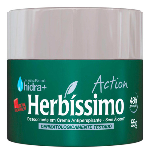 Kit Com 05 - Desodorante Creme Antitranspirante Herbíssimo