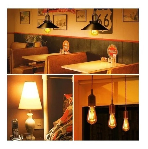 Imagen 4 de 4 de Lampara Luz Led Filamento Vintage 4w Retro Forma Bulbo