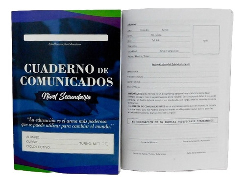 Cuaderno De Comunicados Generico Nivel Secundario Packx28