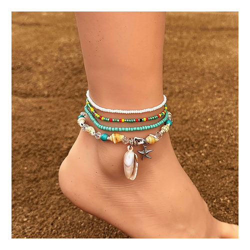 Lvla Gan Pcs Pulseras De Tobillo De Concha De Mar Para Mujer Concha Y Estrella De Mar. 5 Cm