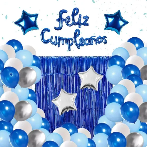comprar Decoracion Cumpleaños Arco Kit Globos Plata Azul