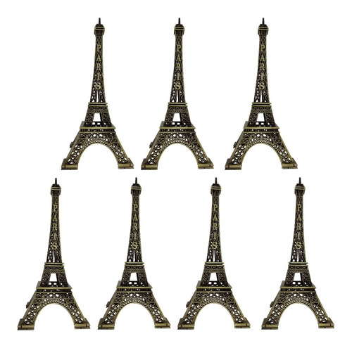 Packx7 Torre Eiffel De Metal Regalo Souvenir Mediano 15cm