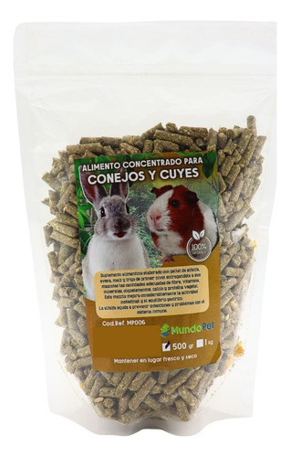 Alimento Concentrado Para Conejos Cuyes 500g Roedores Pellet