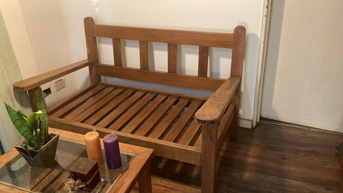 Juego De Living Completo Madera Maciza Marrón (Usado)