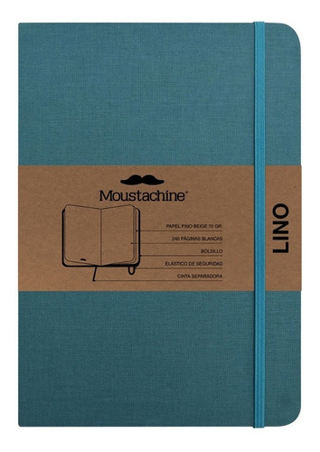 Libreta Moustachine Classic Lino Verde Agua Mediano A5