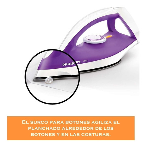 Imagen 3 de 9 de Plancha En Seco Philips Diva Gc122/30 Antiadherente 1200w