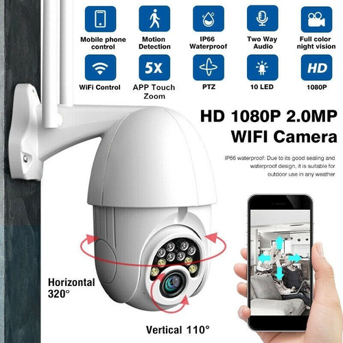 Cámara De Seguridad Ip Wifi Inalámbrica 1080p Exterior 