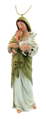 Adorno De Navidad De Virgen María Y Bebé Jesús Y Cordero.