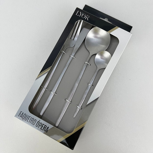 Faqueiro Aço Inox Prata 32 Peças Ópera Lyor Mesa Posta Cor Prateado