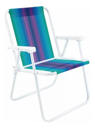 Cadeira De Praia Varanda Piscina Alta De Aço 110 Kg Cor Azul-Misto