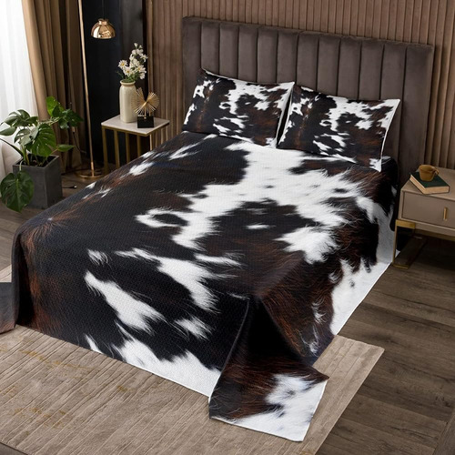 Colchas Con Estampado De Piel De Vaca Feelyou Twin Size Rust