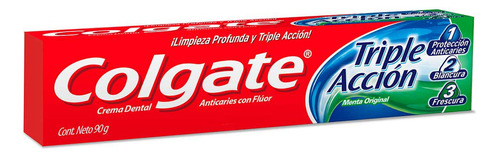 Colgate Triple Acción Menta Original Crema Dental 90grs