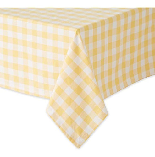 Mantel De Cuadros En Algodón Color Amarillo