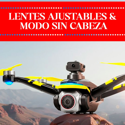 Drone C/ Camara C. Remoto Pantalla Luces Sensor Profes K15 Negro