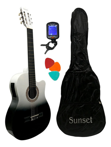 Guitarra Electrocriolla Sunset Eq 4 Bandas Color Negroblanco