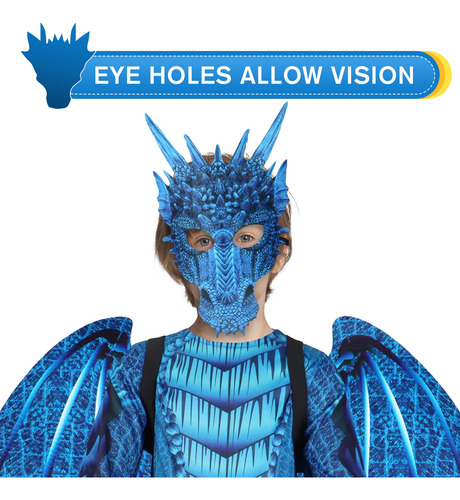 Disfraz De Dragón Ikali Para Niños Con Alas Y Mascara Color Talle