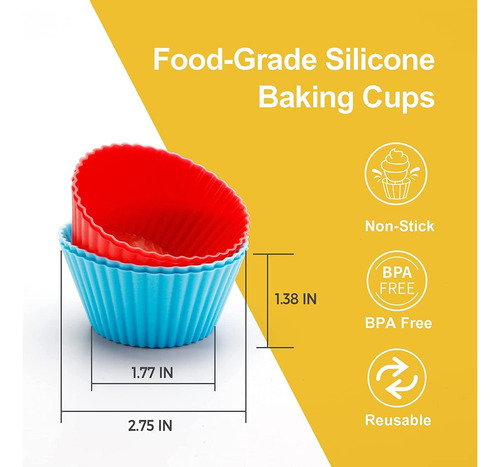 Meibeidor - Moldes De Silicona Para Cupcakes, Paquete De 24