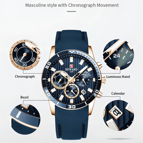 Relojes De Cuarzo Reward Business Calendar Para Hombre Color Del Bisel Negro